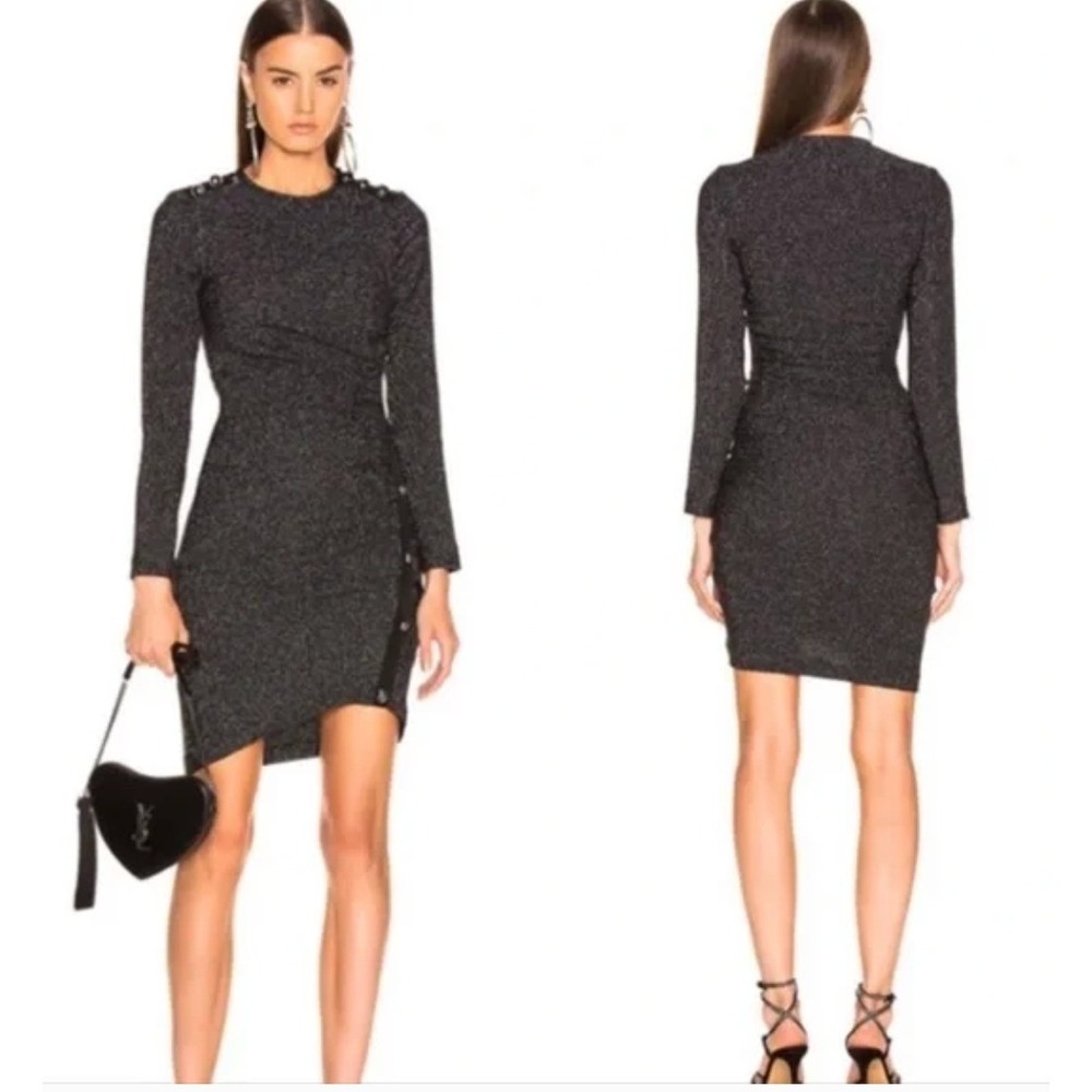 Veronica Beard Black & Silver Ruched Metallic Ira Dress Sz 6